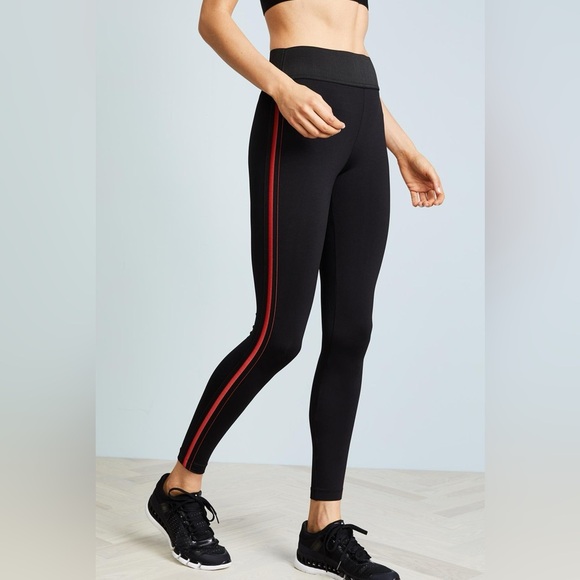 KORAL Tone High Rise Legging Black Scarlett Pants Hi Red Stripe Side. Size M - Picture 3 of 7